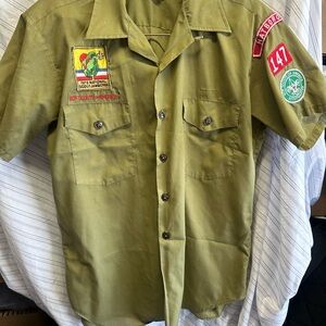 Boy Scout BSA UNIFORM SHIRT - scout master vintage Mens medium Short Sleeve